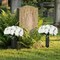 2 Sets Artificial Cemetery Flowers for Grave, Outdoor Roses Funeral Flowers with Cemetery Vase, Memorial Flowers Arrangements Bouquet Vibrant and Long-Lasting Colors(White)
